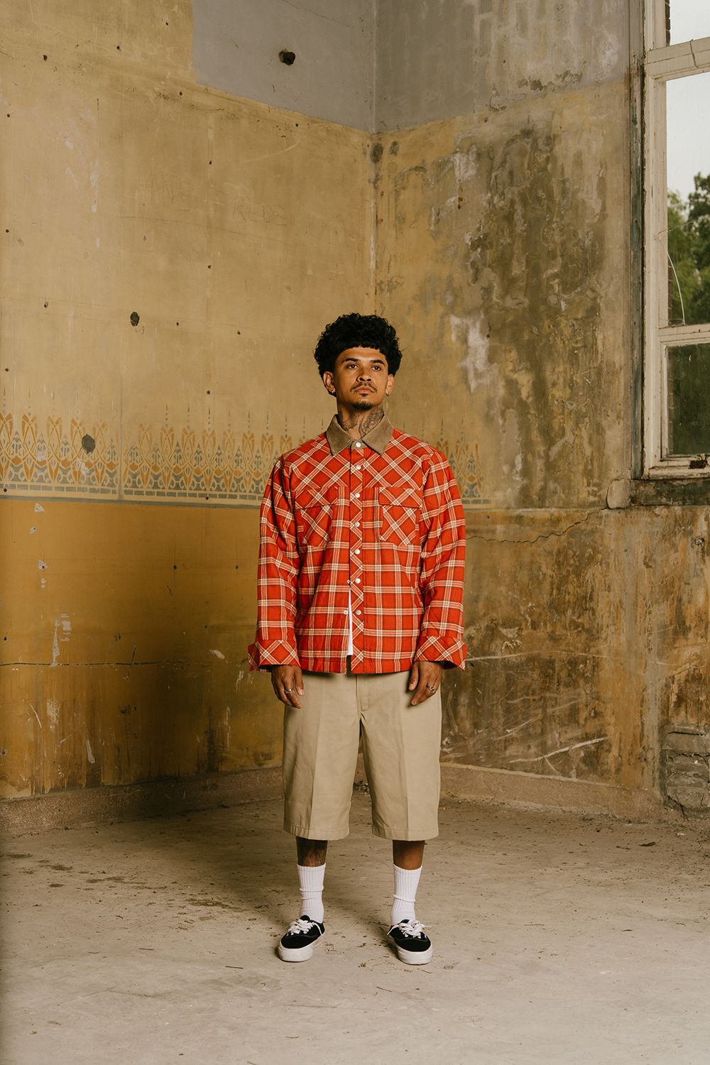 RED QUILTED FLANNEL JACKET