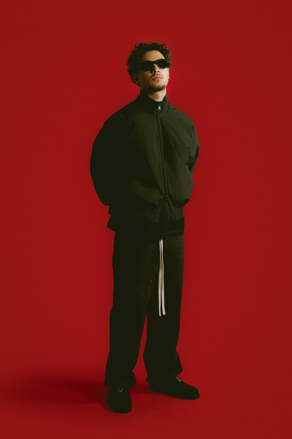 NYLON BLACK TRACKPANTS