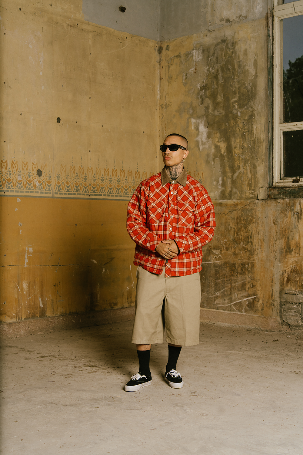 RED QUILTED FLANNEL JACKET