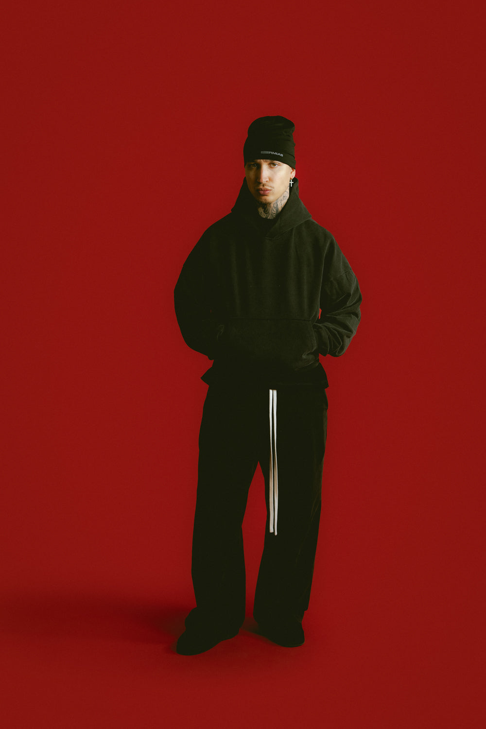 STONE WASH BLACK BAGGY SWEATPANTS