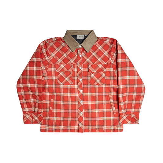 RED QUILTED FLANNEL JACKET
