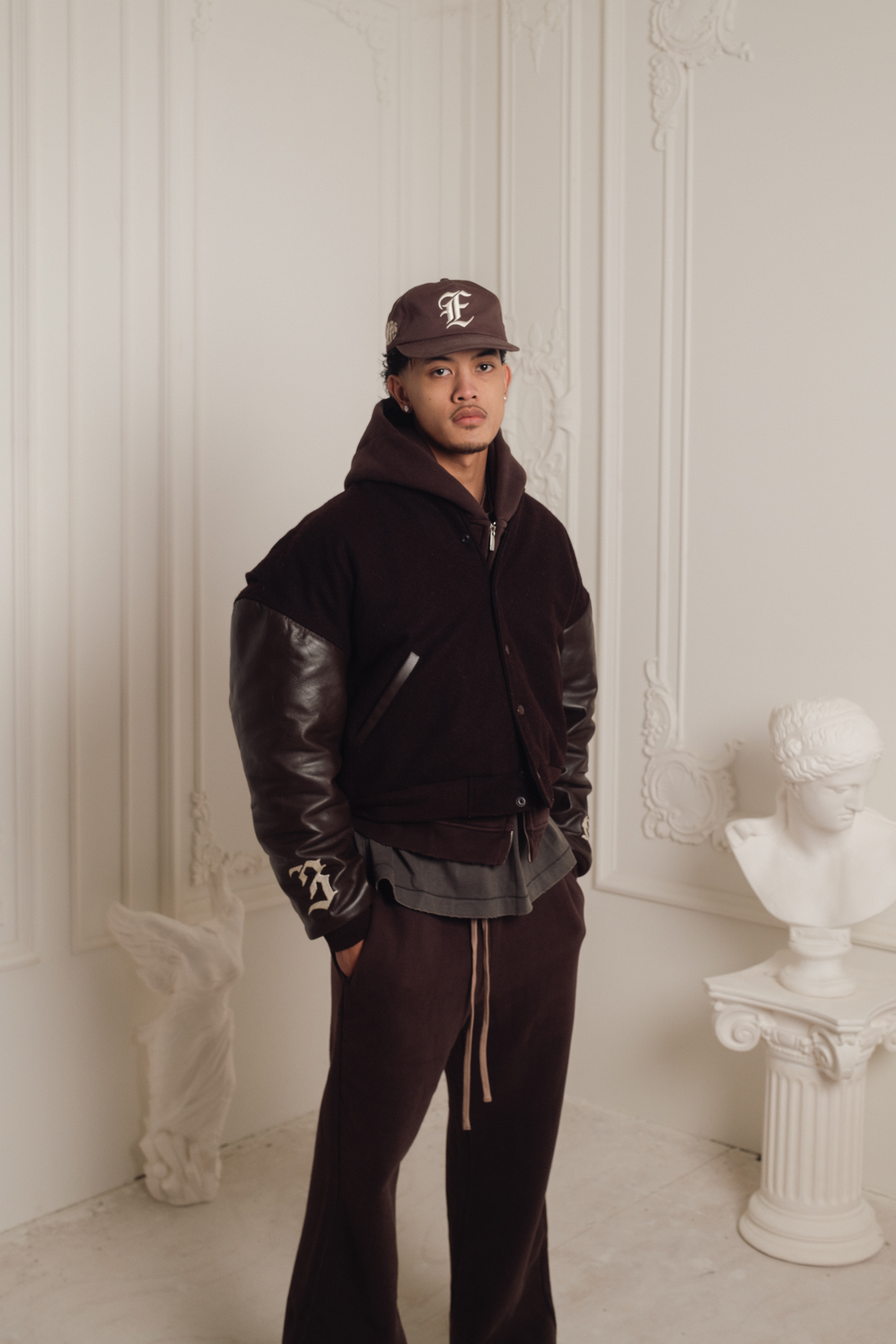 CHOCOLATE BROWN COLLEGE JACKET