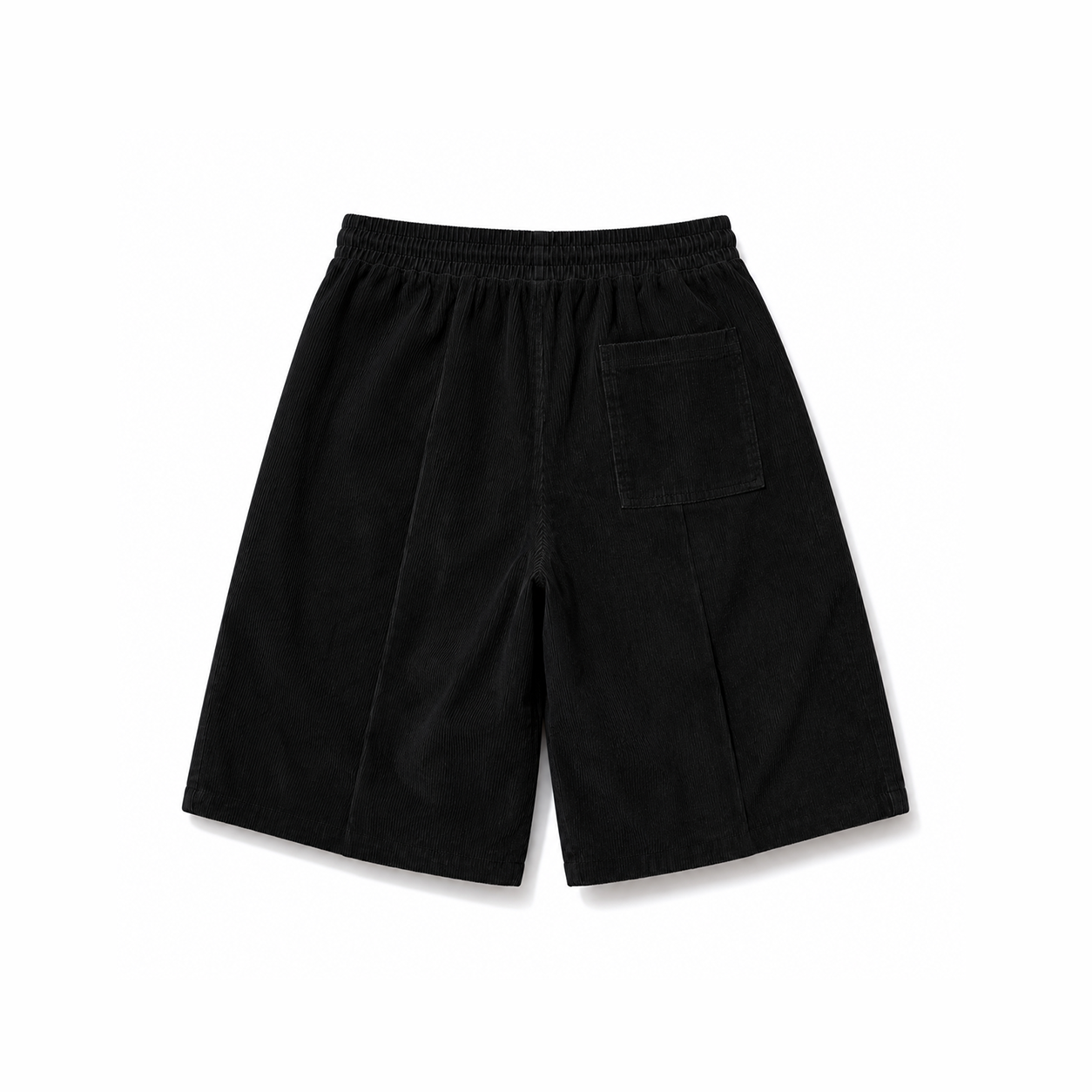 BLACK CORDUROY BAGGY SHORTS